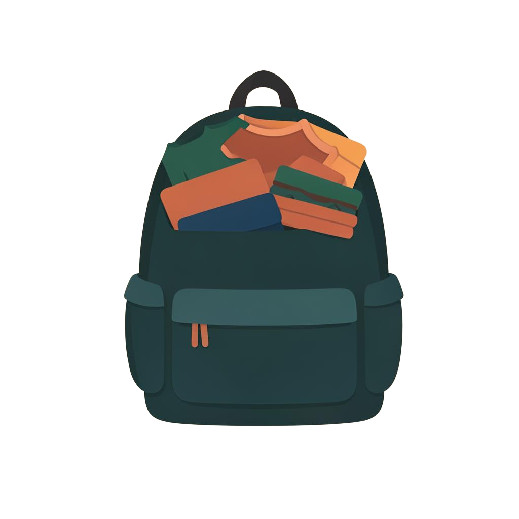 A backpack of clothes